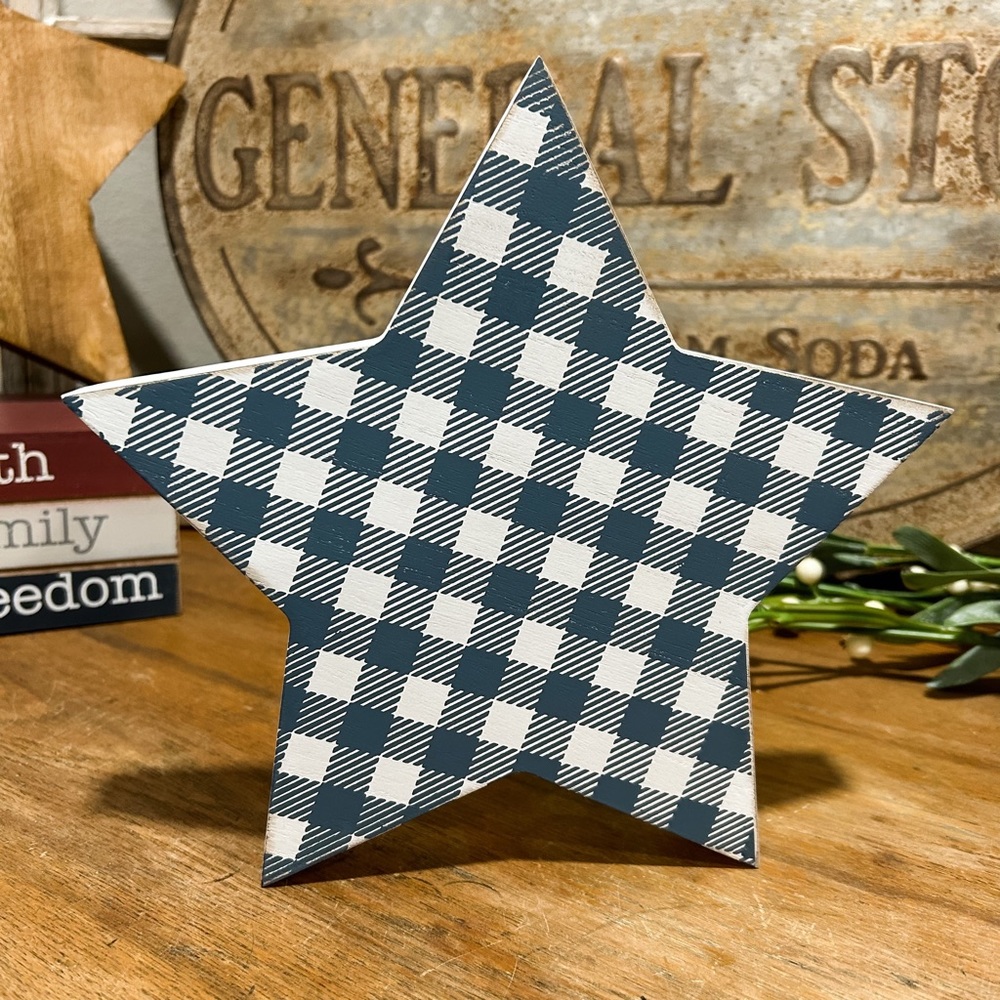 Medium Reversible Blue Wood Star